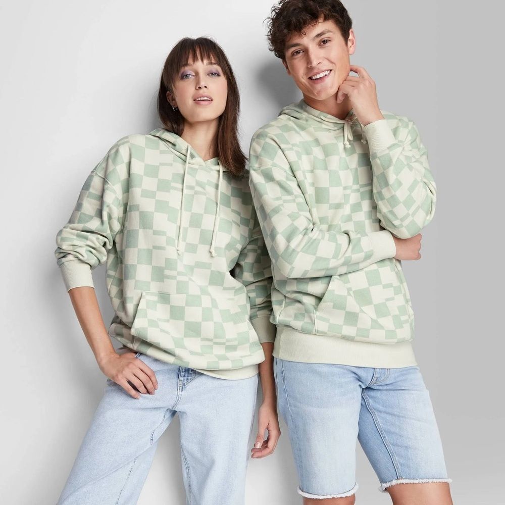 Wild Fable Checkered Unisex Hoodie Size Small